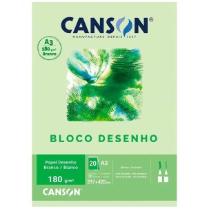 Bloco Desenho Branco A3 180g 20 folhas Canson